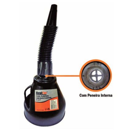 BF FUNIL PLASTICO COM BICO FLEXIVEL C/PENEIRA 4POL - 3/4POL