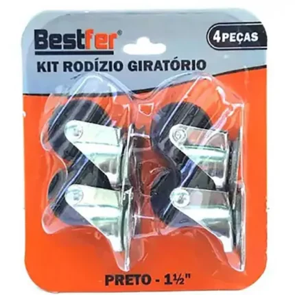 BF RODIZIO GIRATORIO PRETO 1 1/2POL KIT 4PCS