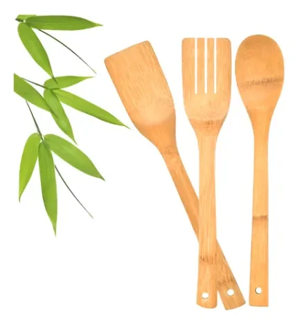 TALHERES EM BAMBU KIT COM 3 PCS - 27CM