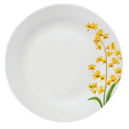 PRATO DE VIDRO FUNDO 23CM DECORADO (YELLOW GRACE)