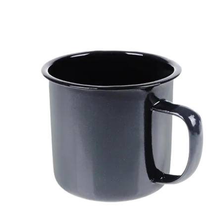 CANECA DE CHA ESMALTADA PRETA 350ML - CM48