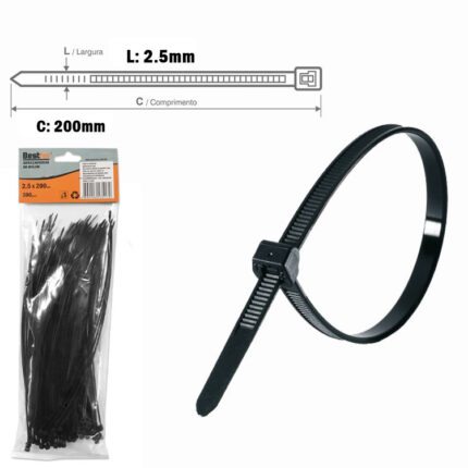 BF ABRACADEIRA DE NYLON PRETO 100PCS 2,5X200MM