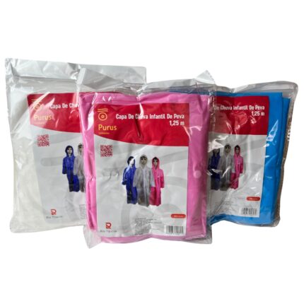 CAPA DE CHUVA DE PLASTICO TRANSPARENTE ADULTO 1,3M