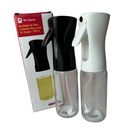BORRIFADOR DE VIDRO PARA AZEITE OU VINAGRE 210ML 21,5X6CM - PRETO E BRANCO