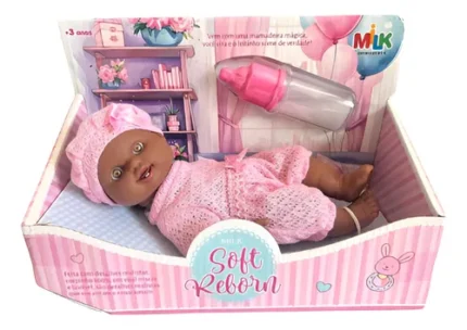 BONECA MILK SOFT REBORN NEGRA