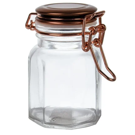 POTE DE VIDRO, COM TAMPA HERMETICA, CAPACIDADE 100 ML