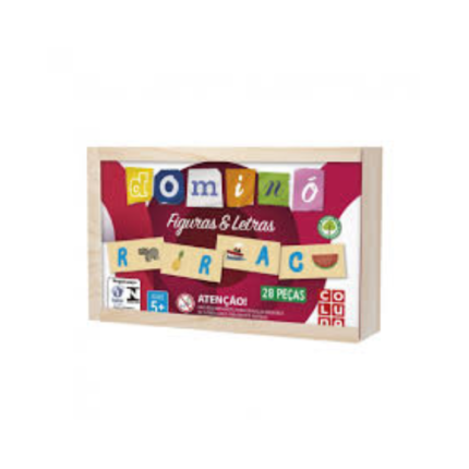 BRINQ. MAD. DOMINÓ FIGURAS E LETRAS C/ 28 PÇS