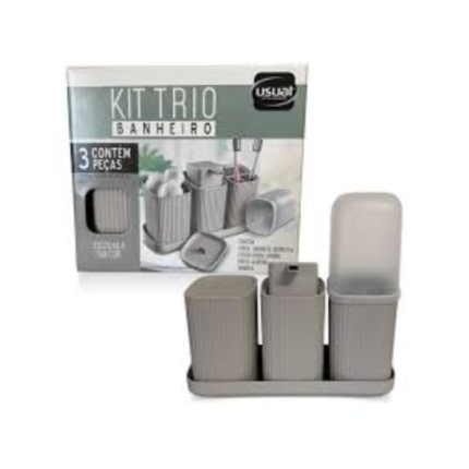 KIT TRIO BANHEIRO CINZA CLARO