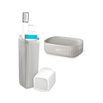 KIT VIAGEM BANHEIRO CINZA CLARO