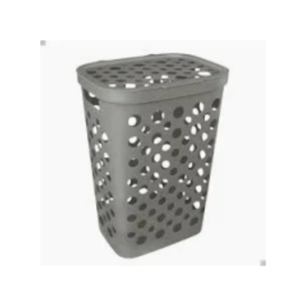 CESTO TELADO 47L C TAMPA CINZA ESCURO
