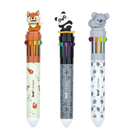 CANETA ESFEROGRÁFICA DIVERT 0.7MM - ANIMALS - 10 CORES