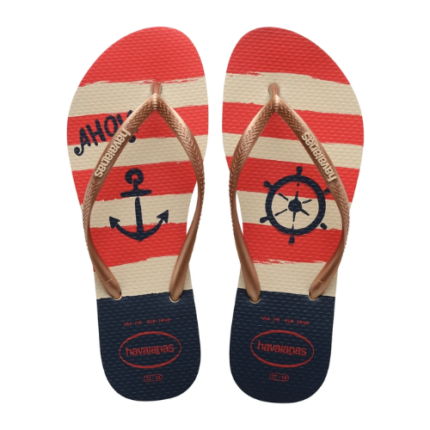 HAVAIANAS SLIM NAUTICAL BEGE PALHA/ROSE GOLD 41/2 1UN