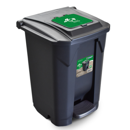 LIXEIRA 120LT PRETA RECICLAVEIS C/ RODA PEDAL TAMPA CLICK POS INDUSTRIA