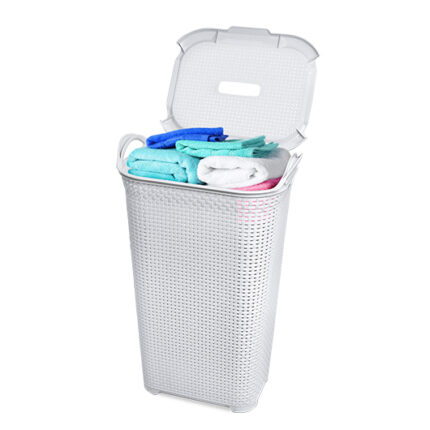 CESTO RATTAN C/TAMPA BASCULADA BRANCO POS INDUSTRIA