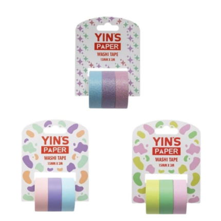 FITA ADESIVA WASHI TAPE 15MMX3M CANDY COLOR AM/VD/RS YINS PAPER