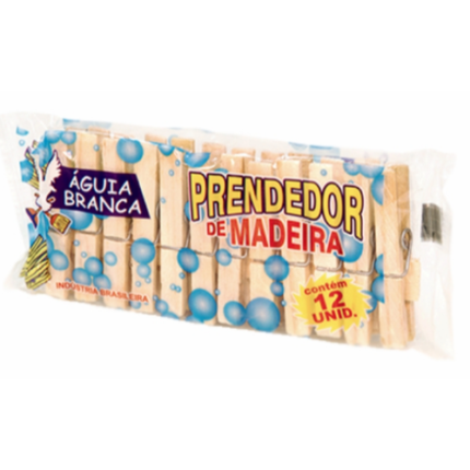 *PRENDEDOR ROUPA MAD C/12 PEQ AGUIA BRANCA  -  REF 7898198252522