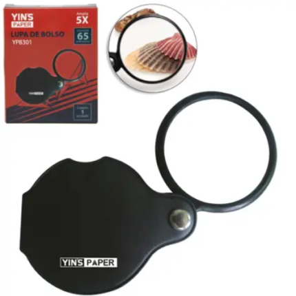 LUPA DE BOLSO 5X 65MM PRETO YINS PAPER