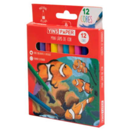 LAPIS DE COR MINI RESINA SEXTAVADO 12 CORES YINS PAPER