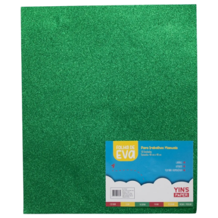 EVA VERDE CLARO 40X60C/GLITTER FOLHA 1.5 MM YINS PAPER