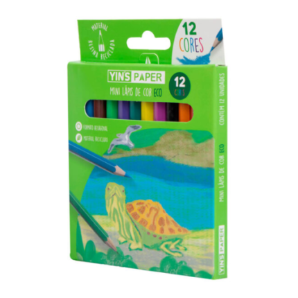 LAPIS DE COR MINI ECO RESINA SEXTAVADO 12 CORES YINS PAPER