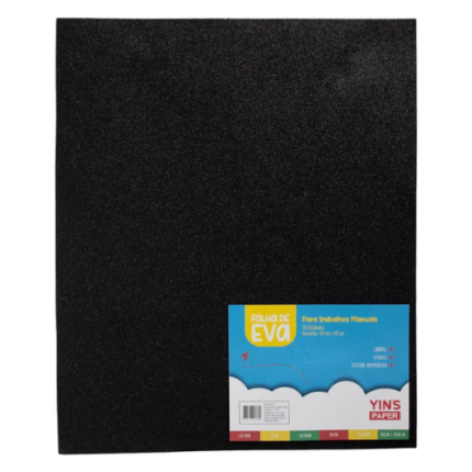 EVA PRETO 40X48 C/GLITTER FOLHA 1.5 MM UN YINS PAPER