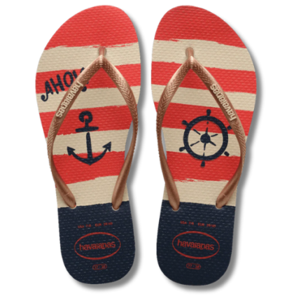 HAVAIANAS FEM SLIM NAUTICAL BCO/MAR/VERM 35/6 1UN