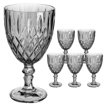 JG TACAS DE VIDRO AMETISTA FUME 340ML C/ 06 PCS