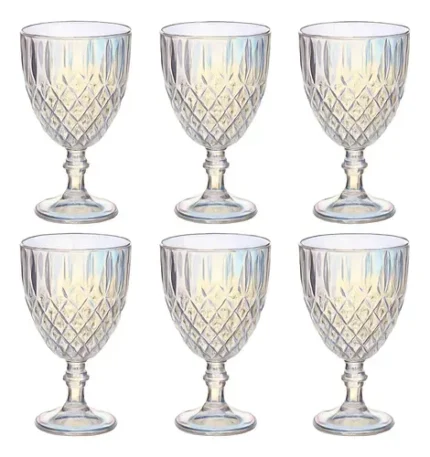 JG TACAS DE VIDRO AMETISTA FURTA-COR 340ML C/ 06 PCS