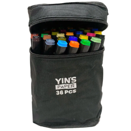 MARCADOR ARTISTICO TWIN MARKER 36 CORES PONTA DUPLA YINS PAPER