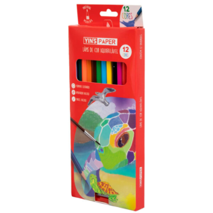 LAPIS DE COR MADEIRA SEXTAVADO 12 CORES YINS PAPER