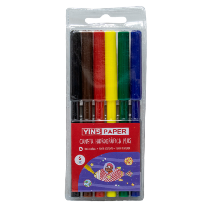 CANETA HIDROGRAFICA 6 CORES PLUS YINS PAPER