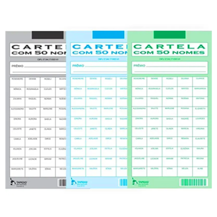 CARTELA DE RIFA 50 NOMES - C/50 UND