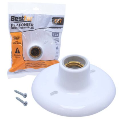 BF PLAFONIER REDONDO SIMPLES C/SOQUETE DE PORCELANA