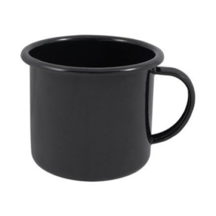 CANECA DE CHA ESMALTADA PRETA 350ML