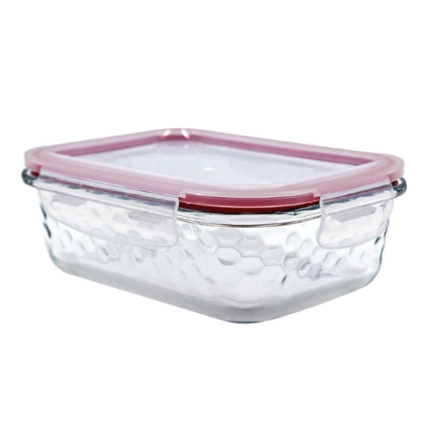 POTE DE VIDRO HERMETICO HONEY RETANGULAR VERMELHO 1,04L