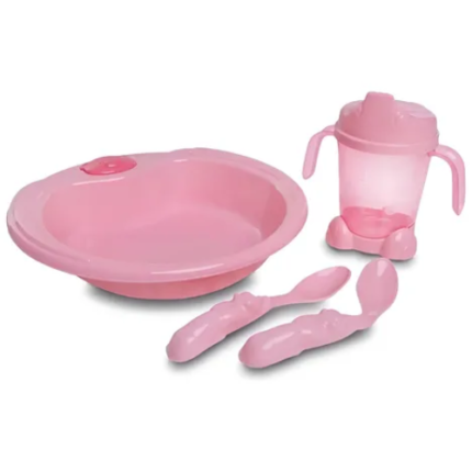 KIT PAPINHA (CONTEM: 1 PRATO, 2 COLHERES) ROSA BEBE