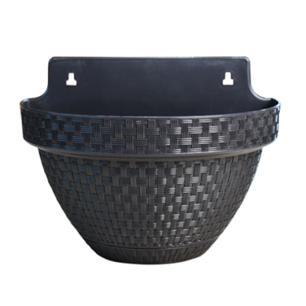 VASO DE PAREDE MEIA LUA RATTAN PRETO 3LT POS INDUSTRIA
