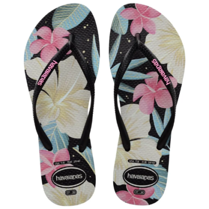 S HAV SLIM FLORAL PRETO/ROSA 33/34