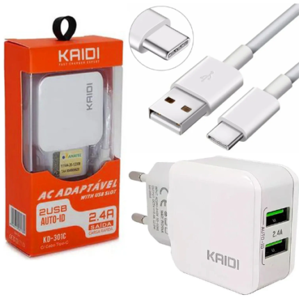 CARREGADOR KAIDI TIPO-C 2.4A KD-301C