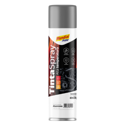 TINTA SPRAY 400ML MUNDIAL PRIME A TEMP ALUMINIO