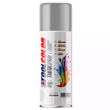 TINTA SPRAY 400ML TOOLCOLOR METALICA ALUMINIO