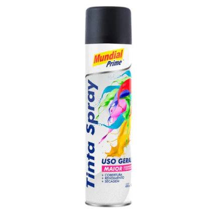 TINTA SPRAY 400ML MUNDIAL PRIME UG PRETO FOSCO