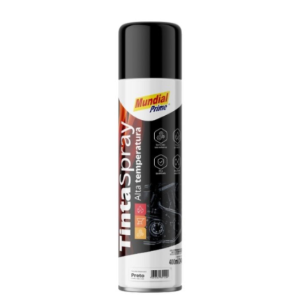 TINTA SPRAY 400ML MUNDIAL PRIME A TEMP PRETO FOSCO