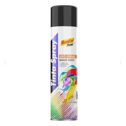 TINTA SPRAY 400ML MUNDIAL PRIME UG PRETO BRILHANTE