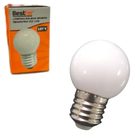 BF LAMPADA BOLINHA BRANCA DECORATIVA E27 15W 127V