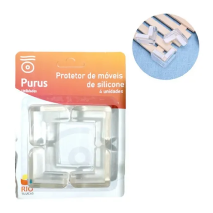 PROTETOR DE SILICONE PARA CANTO DE MÓVEIS C/ 4 UN