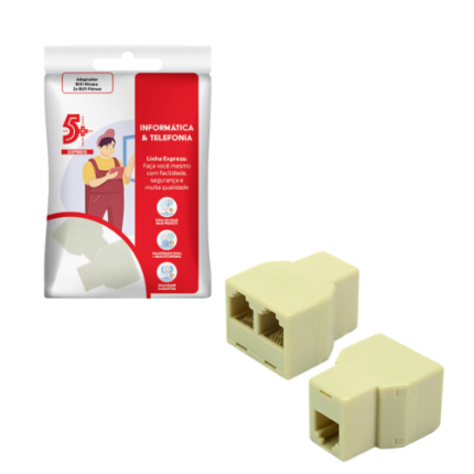 ADAPTADOR RJ-11 - 1 MACHO PARA 3 FEMEAS