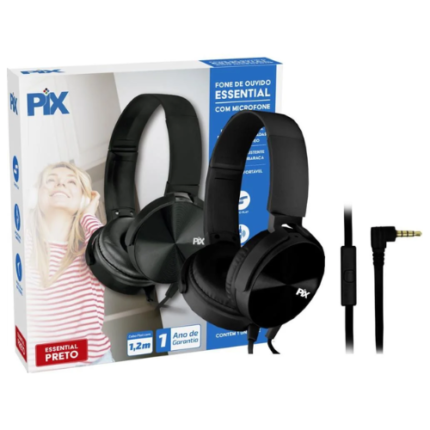 FONE DE OUVIDO ESSENTIAL FLAT C/ MICROFONE - PRETO