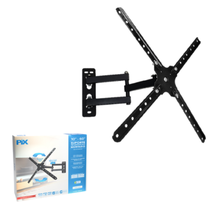 SUPORTE TV TRI-ARTICULADO - 10 A 60 - PRETO - PX-11