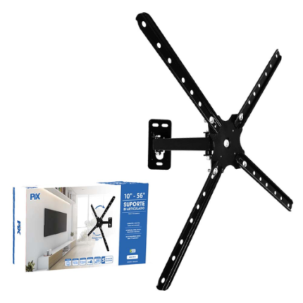 SUPORTE TV BI-ARTICULADO - 10 A 60 - PRETO - PX-10